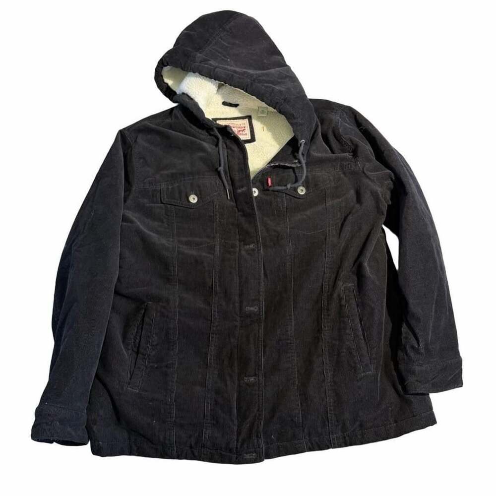 Levi Strauss & Co. Corduroy Sherpa Hooded Jacket XL Black
